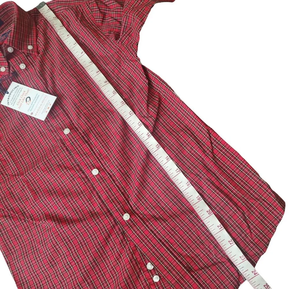 MagnaReady dress shirt boys sz medium Red plaid magnetic button down Long sleeve